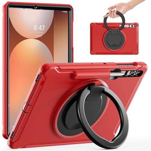 Coque Samsung Galaxy Tab S8+ et S7+ avec béquille rotative 360 et porte-stylo S