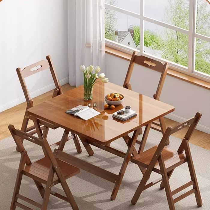 Tavolo da Patio in Legno Naturale Pieghevole 100x100x75cm Resistente alle Intemperie