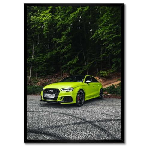 Poster voiture citron avec cadre blanc décoration murale salon 50x70 cm