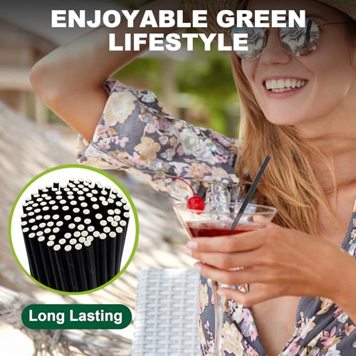 Pitillos desechables de papel negro 6 pulgadas, 500 unidades miniatura 5