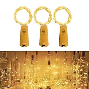Jsdoin Bottle Lights, 2M 20 LED Cork Lights for Bottles, Fairy Lights Battery Operated, 3 Pack LED Bottle Light for…