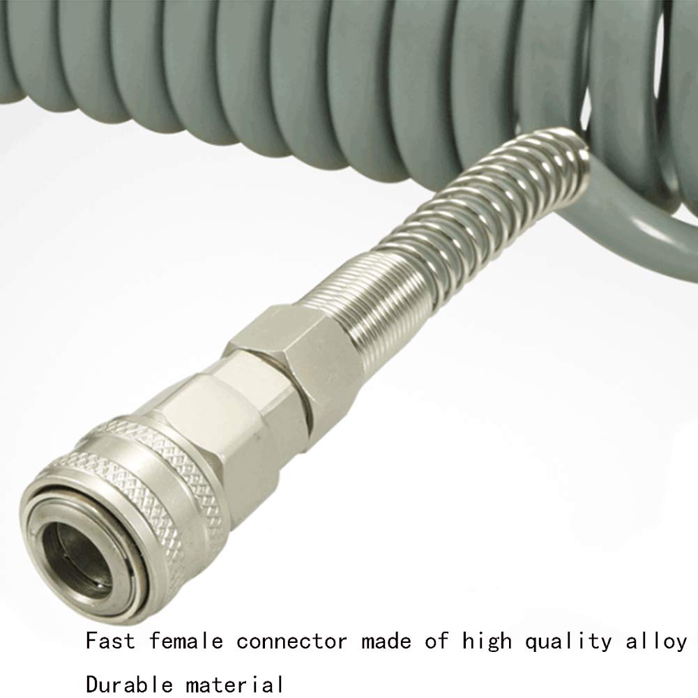 Spirale Tubo Aria, 15M Air Tubi PU Grado Industriale Ad Alta Pressione Resistente Pneumatico Tubo Con Connettore Rapido E Guardia Molla Di Rinforzo Per La Lavorazione Del Legno Utensili,5*8mm12M