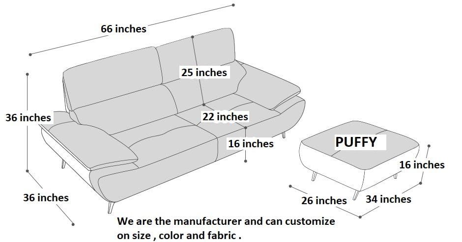 Image of Fabrique Gritty Leatherette 3 Seater Modern Desing Sofa Set with Puffy | Premium Comfortable Soft & Smooth | for Living Room Bedroom Office Home | Easy to Move with Stainless Steel Legs | Light Grey