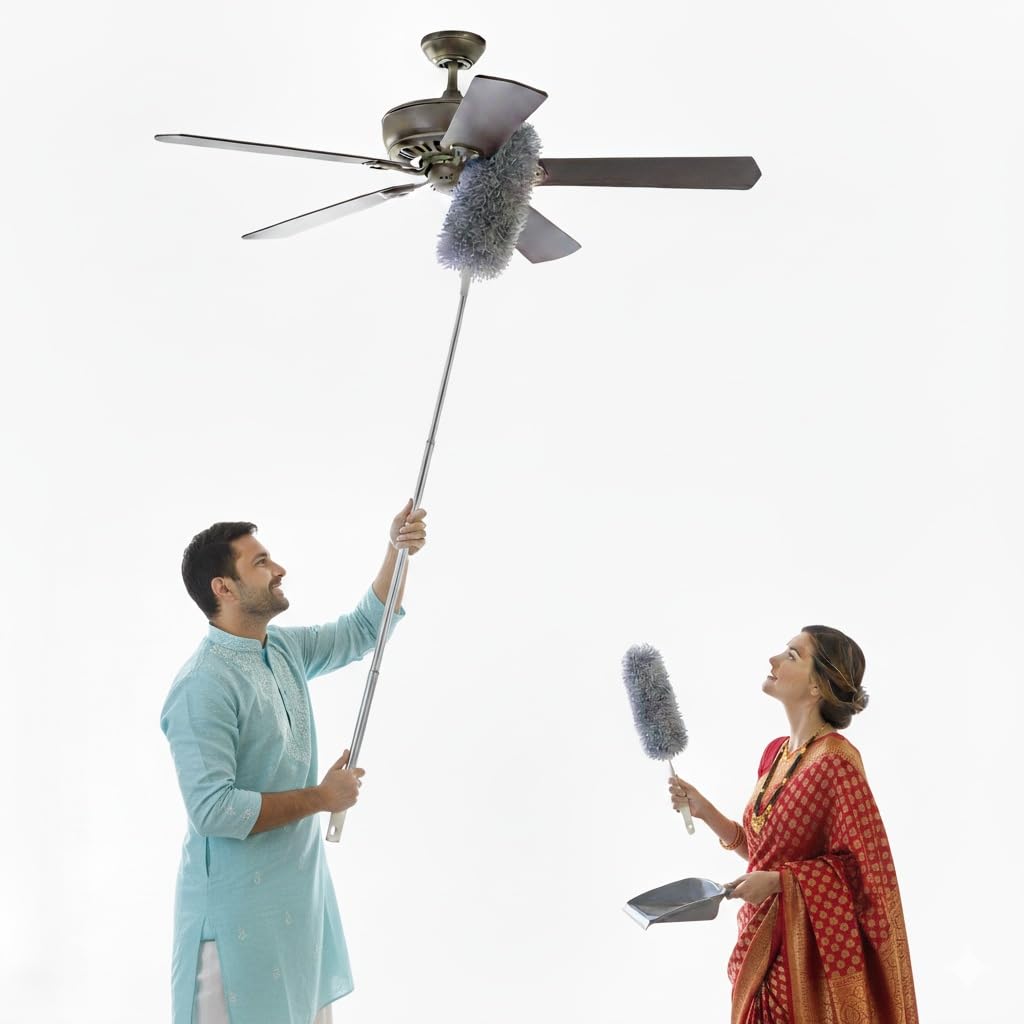 Mabz Microfiber Duster for Cleaning with Telescoping Extension Pole 30 to 100" Extendable Duster for Cleaning High Ceiling Fan,Blinds, Baseboards,Cars-image-45