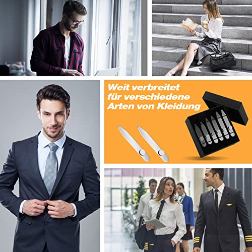 Magnet-Kragenstäbchen aus Edelstahl mit 6 Magneten, AOLVO strapazierfähige Metall-Kragenstäbchen für Herren, 3 Größen in Geschenkbox (6,4 cm/7 cm/7,6 cm), silber – Bild 7