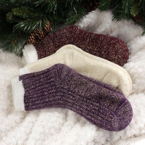 Image of BambooMN Women's Double Layer Thick Cabin Winter Socks - 3 Pairs
