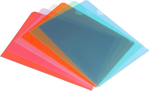 PATIKIL Carpetas tipo L, paquete de 12 unidades, tamaño A5, 8.8 x 6.3 pulgadas, bolsillos de plástico para proyectos, funda de papel transparente