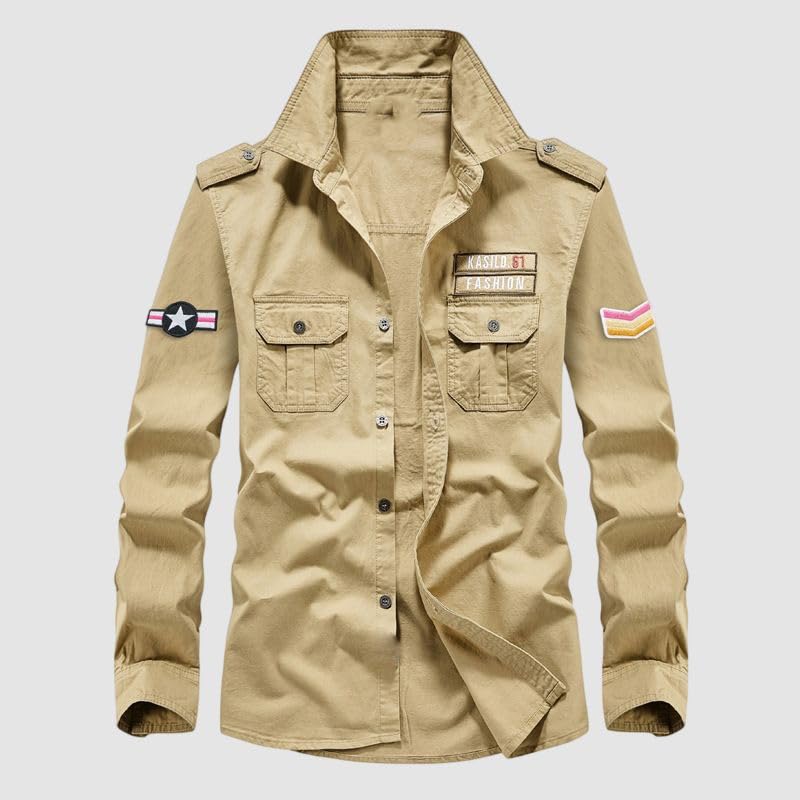 Chemise de travail homme en coton à manches longues et coupe ample résistante - 3