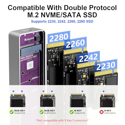 Image of ZORBES M.2 NVMe SSD Enclosure USB 3.2 Gen2, 10Gbps Dual Protocol Solid-State Drive Case with Intelligent Health Detection & Cooling Fan, High-Speed Aluminum SSD Reader for M.2 NVME 2230 /2242 /2260 /2280