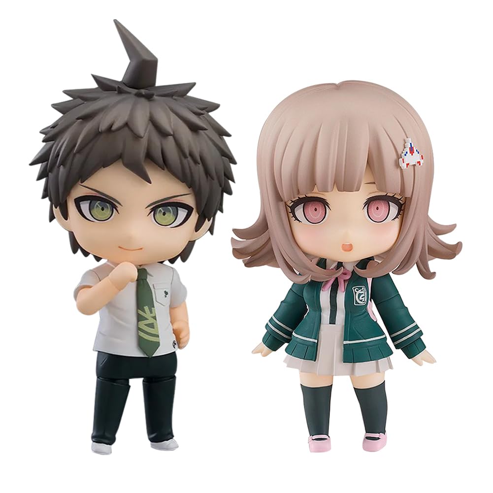 Anjinguang Nanami Chiaki Figure Statue Hinata Hajime Anime Action Figurine Q Edition Changeable Face Movable Model with Accessories Desktop Decoration Collection Gifts 10cm