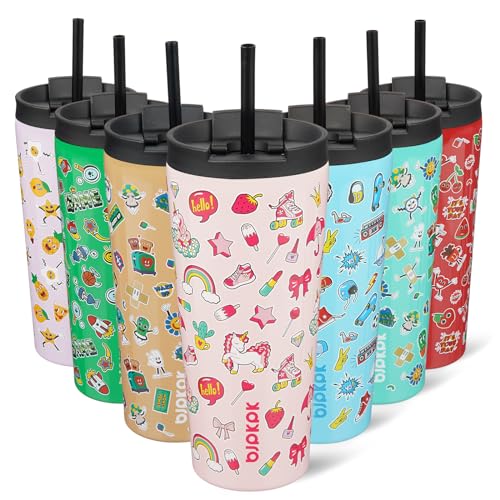 Image of BJPKPK 22 oz Coffee Tumbler with Straw, Insulated Stainless Steel Cup