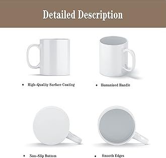 TANGLONG Sublimation Mugs, Sublimation Mugs Blank，Sublimation Mugs 15 oz，White Ceramic Sublimation Coffee Mugs, Bulk Mugs for Coffee, Soup, Tea, Milk, Latte, Hot Cocoa Set of 12