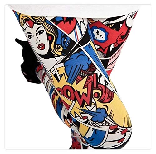 XBECO Frauen Comic Leggings Karikatur Druckte Leggins Hohe Stretch Mädchen Legging Punk Rock Leggin Hosen Abend Clubwear Gute Elastizität (Color : S172 Beauty, Size : XL)