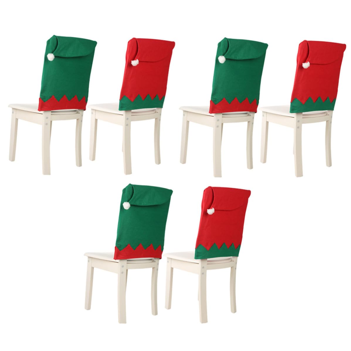 Housse de siège de chaise de Noël Toyvian en tissu non tissé rouge et vert pour dîner | 6pcs