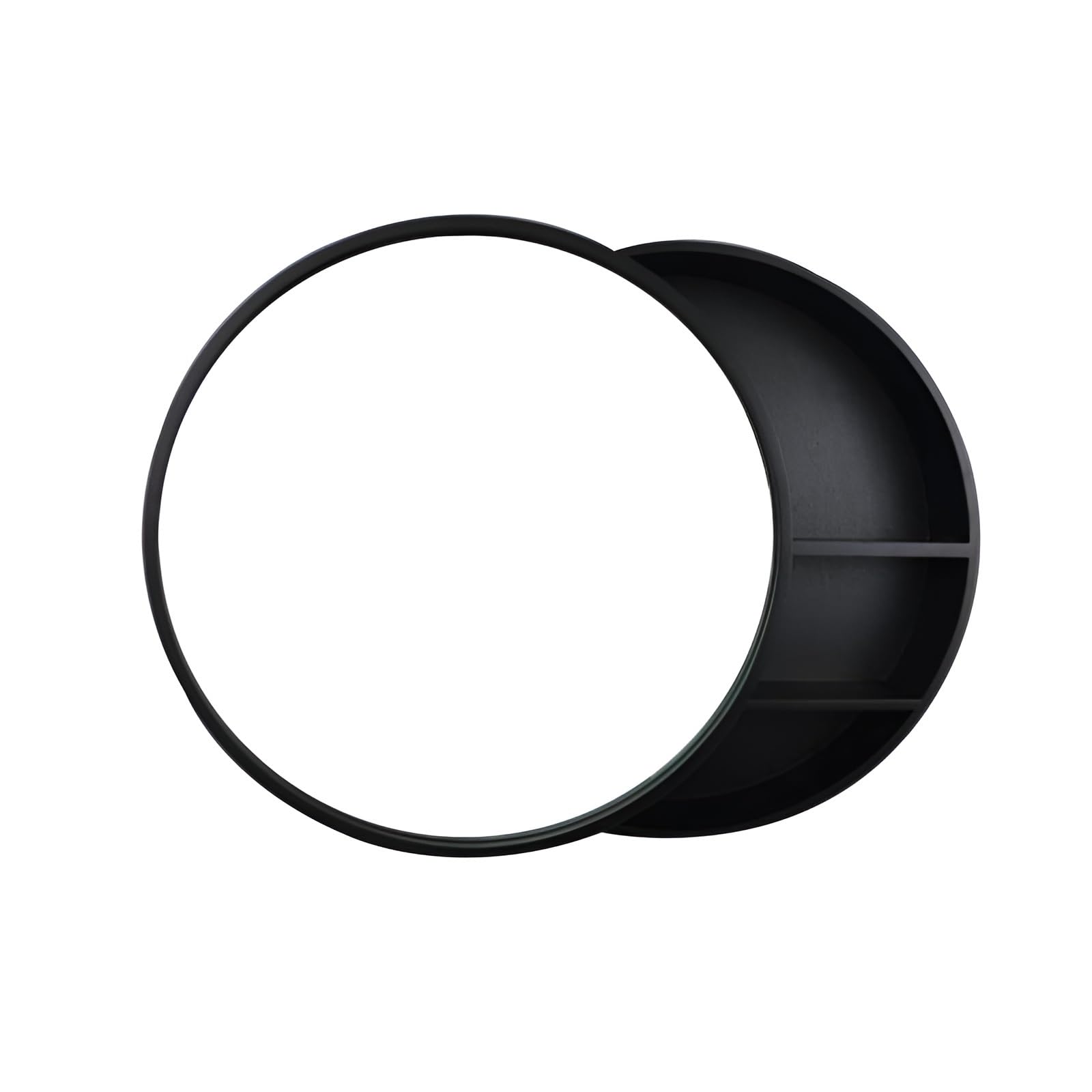 FGXHHS 50/60/70CM Round Cabinet, Two-Way Sliding Door, Wall Mounted Storage Cupboard With 2-Shelf, Home Decoration(Black,50cm/19.7in)