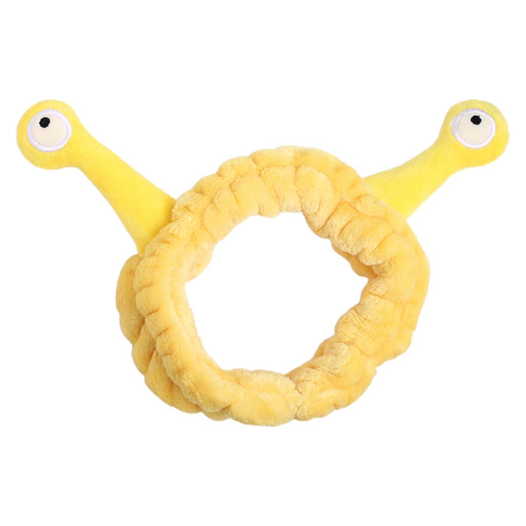 Pitadue Women's Yellow Wash Face Plush Headband Funny Cartoon Snail Eyes Elastic Hair Band Candy Color Makeup Turban Bandana