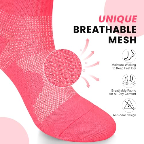 DHSO 7 Pairs Cushioned Ankle Compression Socks for Women Plantar Fasciitis Running Wicking Socks with Arch Support3