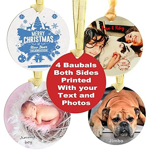 Personalised Christmas Photo Bauble Decoration Ornament Gift MDF Both Sides Printed Family Sentimental Xmas Tree Decoration Photo Gift (4) Cover