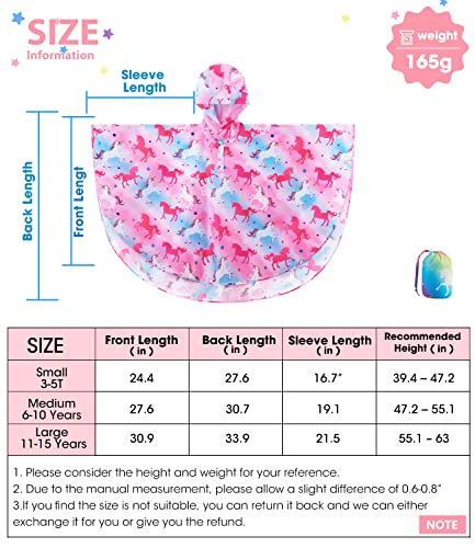 Wawsam Lightweight Kids Rain Poncho Reusable Toddler Raincoat Waterproof Girls Rain Jacket #TOP4