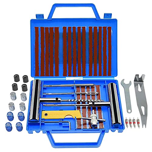 TILIBOTE Tire Repair Kit,46pcs Heavy Duty Tire Plug Kit, with Universal Tire Patch Kit to Plug Flats for Car/Motorcycle/Truck/Tractor/Trailer/RV/ATV