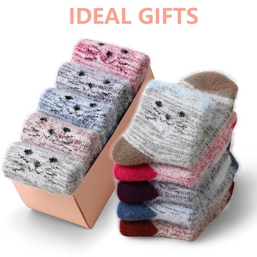 Image of SISOSOCK 5 Pairs Fuzzy Soft Cozy Comfortable Socks for Women, Casual Sleep Comfy Socks, Perfect Warm Winter Gifts for Women