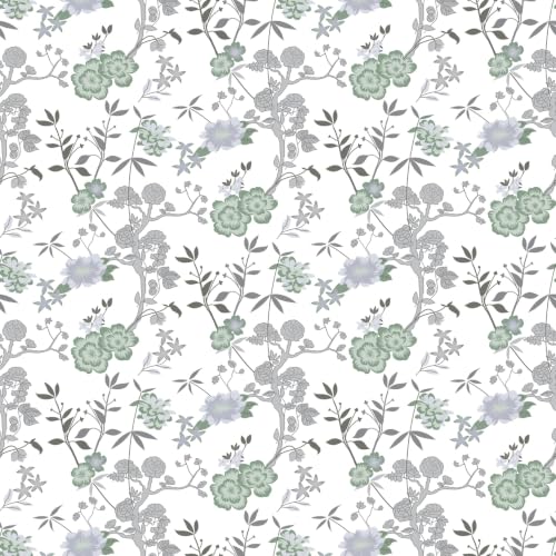 Image of LORETO - A QUALITY LINEN BRAND 144 TC 100% Pure Cotton King Size Fitted Bedsheet with 2 Pillow Covers for 72 x 72 Inch Mattress, All-Around Elastic, 8 Inch Deep Pocket, Sage Green Floral Harmony