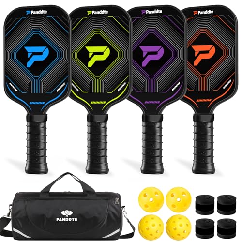 Panddte Pickleball Paddles Lightweight Carbon Fiber Paddles Set of 4