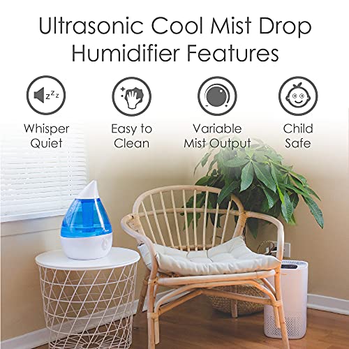 Crane Ultrasonic Humidifiers For Bedroom And Office, 1 Gallon Cool Mist Air Humidifier For Large Room And Home, Humidifier Filters Optional, Blue And White #TOP2