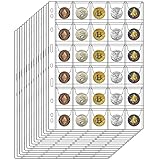 30-Pocket Coin Pages for Collectors, Standard 9-Hole Coin Collection Pages fit Most Binder, Coin Collecting Supplies, Coin Sleeves for Coin, Stamp, Badges etc (30 Pocket - 15 Sheets)