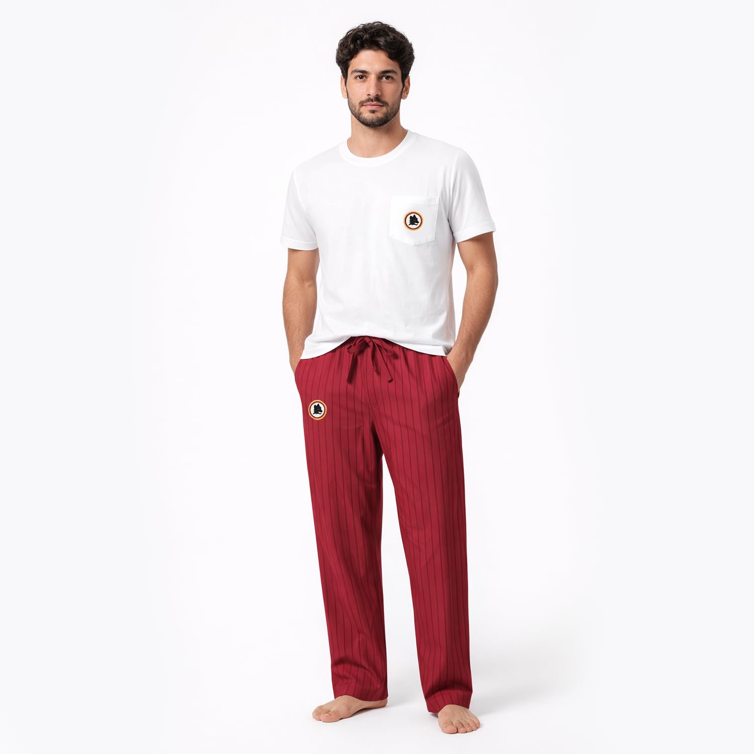 AS Roma As Roma Pigiama Tshirt & Pantalone Lupetto Set di Pigiama Unisex - Adulto (Pacco da 2)