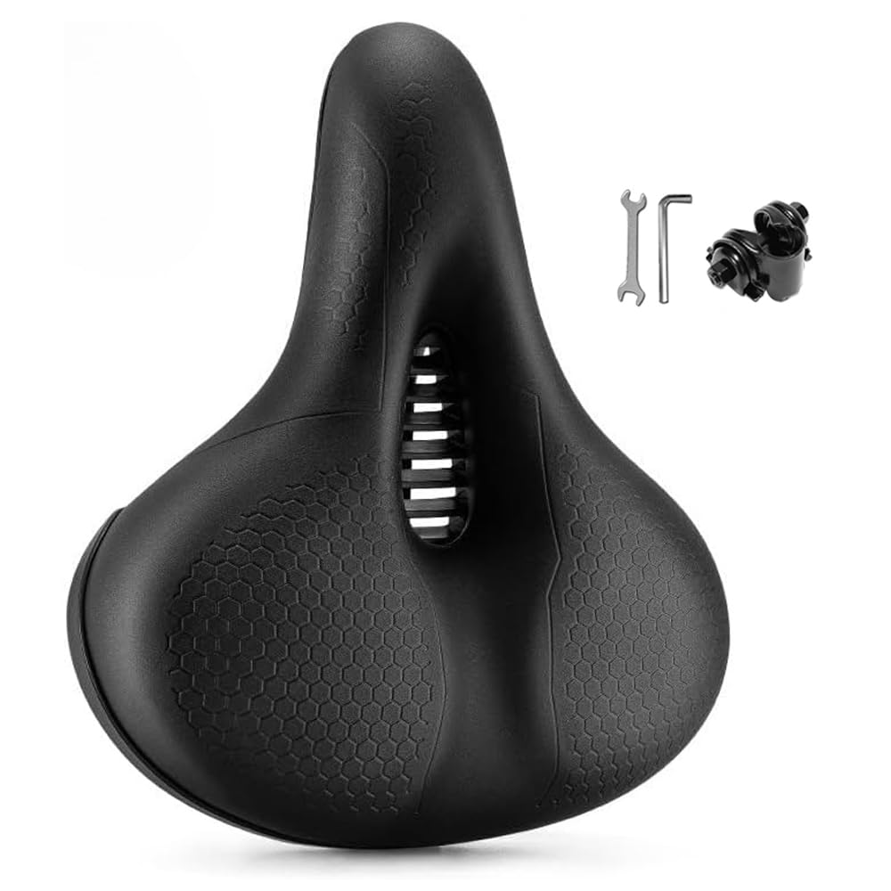 Ascent Bike Saddle 2.0, Ergonomic Bicycle Seat Cushion, Memory Foam, Shock-Absorbing, Breathable, Waterproof, for Road and Mountain Bike (Black 1)
