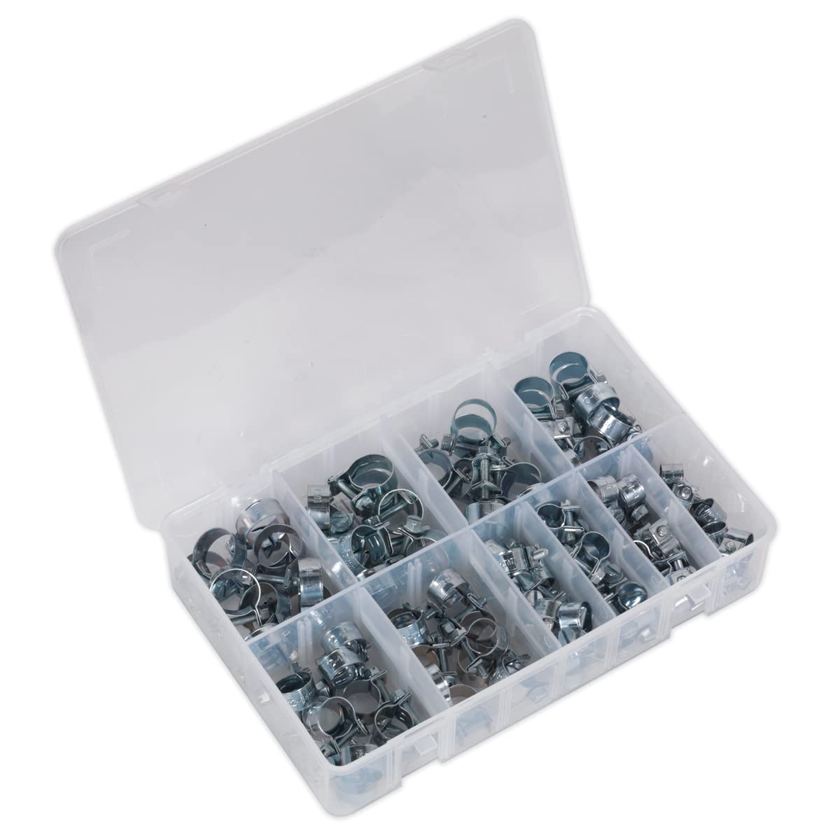 Sealey Mini Hose Clips Assortment With Partitioned Box - 100 Pieces AB042MH