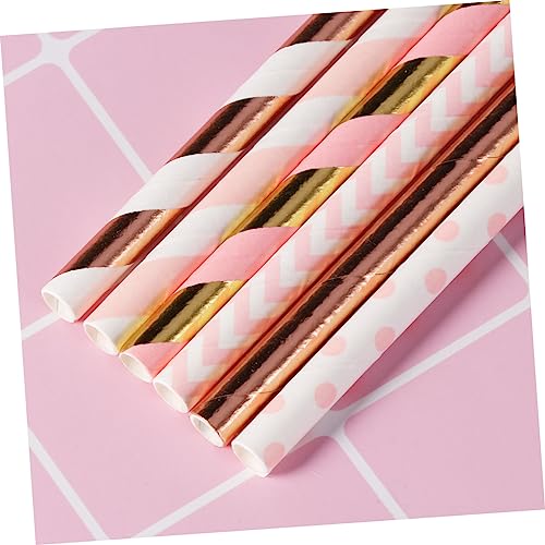Pitillos biodegradables de papel color oro rosa 150 pcs miniatura 7