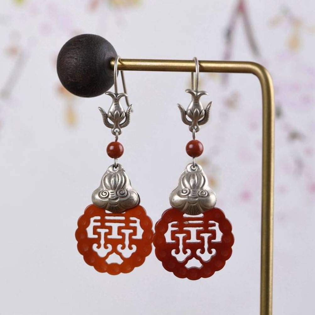 Boucles d'oreilles S925 légères anti-allergies style ethnique antique