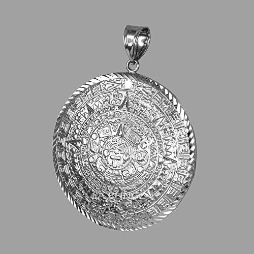 LA BLINGZ Sterling Silver Aztec Mayan Sun Calendar Ex-Extra Large Pendant (XXL)3