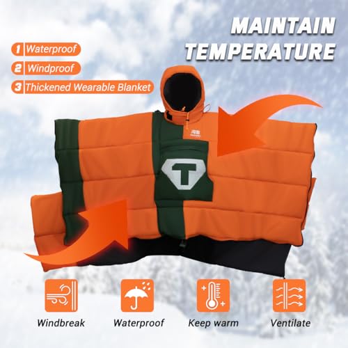 Bolsa de Dormir Convertible Poncho con Capucha, 14°F a 50°F, Usable para Camping y Senderismo, Impermeable, Ligera, Compacta para Mochilero miniatura 3