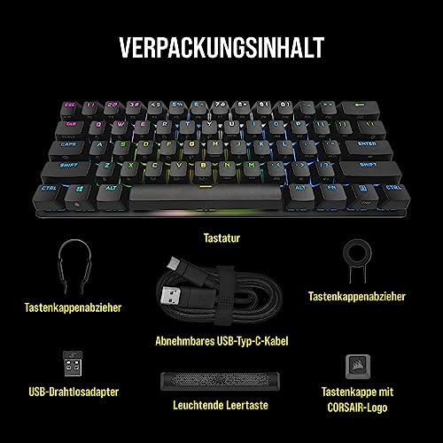 Corsair K70 PRO Mini Wireless RGB 60% Mechanische Gaming-Tastatur, Schwarz (QWERTZ Layout)