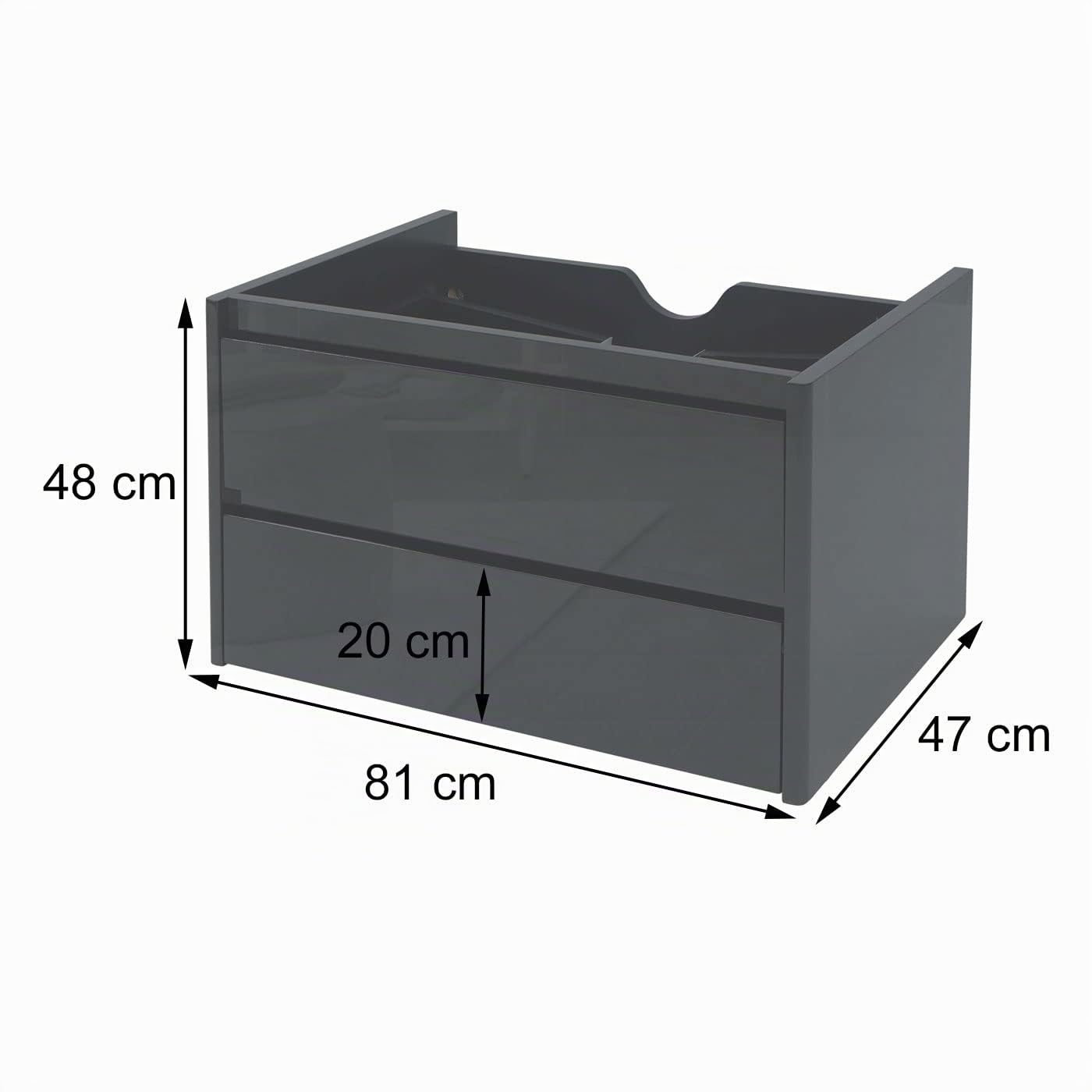 Mendler Waschbeckenunterschrank HWC-B19, Hochglanz 50x80cm - weiß