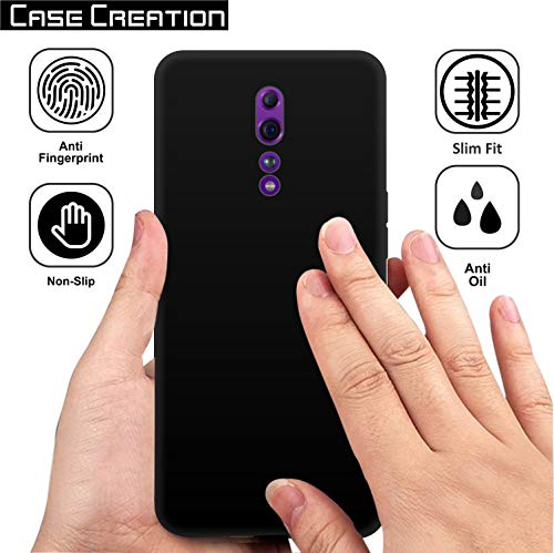 Image of Case Creation for Oppo Reno Z 2019 Back case, Oppo Reno Z Slim Flexible Smart Look case with 360 Camera All Angle Protection (Pure Black)
