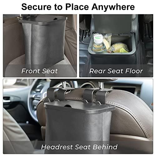 Image of JSCARLIFE Hanging Car Trash Can with Lid Leakproof Bag, Waterproof Car Garbage Can, Multipurpose Trash Bin for Car