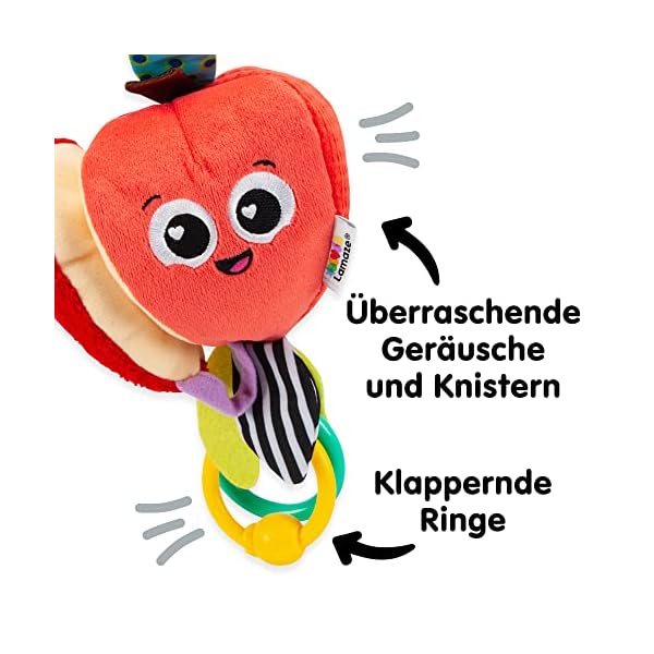 LAMAZE Archer The Apple, Clip on Pram and Pushchair Newborn Baby Toy, Sensory Toy for Babies with Colours and Sounds… – Bild 5