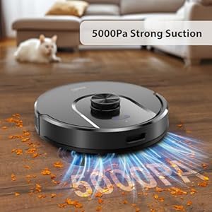 Tikom Robot Vacuum and Mop Combo 5000Pa Suction Smart Mapping 45dB Robotic Vacuum Cleaner for Carpets Pet Hair Hardfloors L8000 Pro