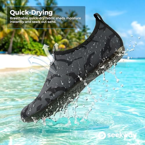 Image of SEEKWAY Water Shoes Women Men Adult Quick-Dry Aqua Socks Barefoot Non Slip for Beach Swim River Pool Lake surf Black SK002(U)