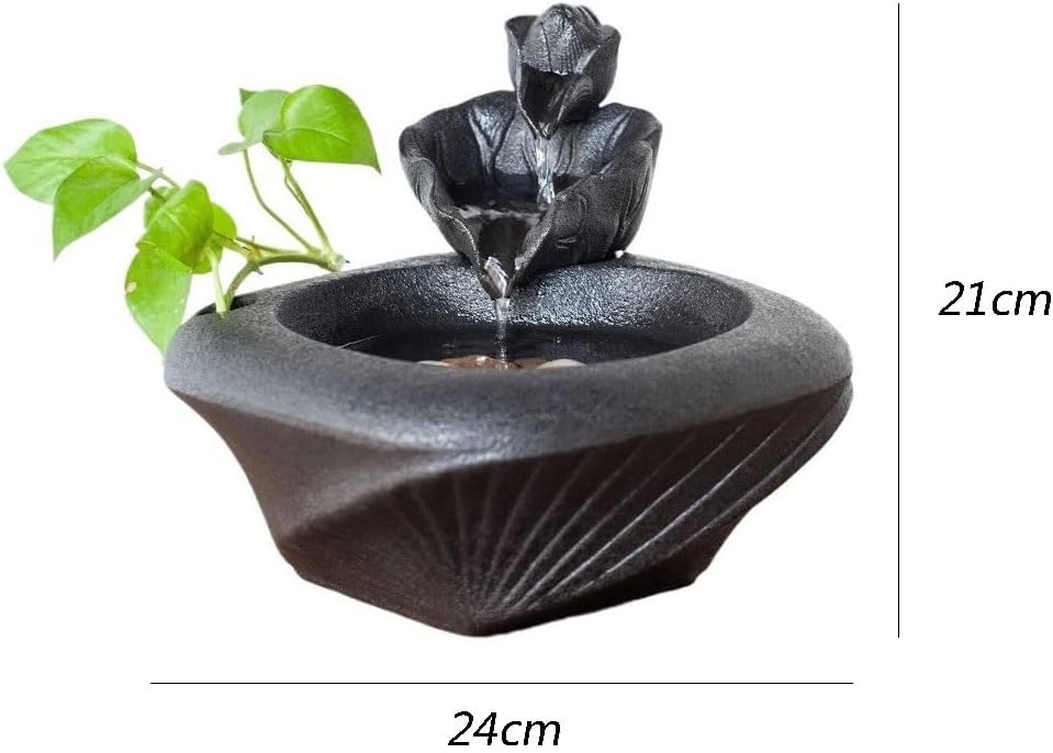 Tabletop Water Fountain Ceramic Running Water Fountain Home Decoration Ornaments Desktop Fortune-Making Living Room Office Water Features Fish Tank Fountain Gifts for Home and Office Decor