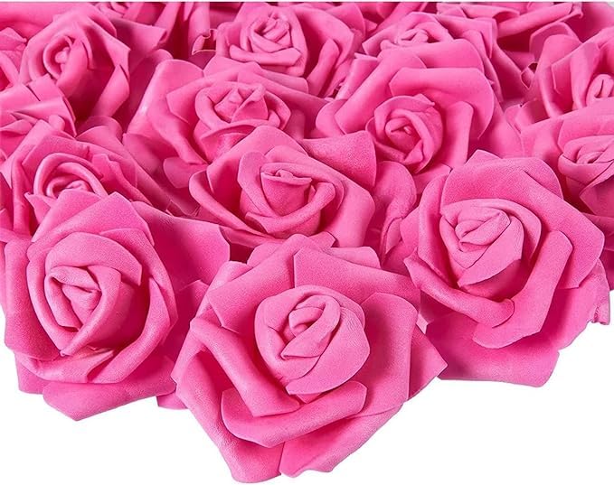 Rosina 12 Pcs Artificial Big Fake Foam Rose Water Floating Flowers, Pooja-Thali, Festival and Events, Home, Table, Badroom Decoration Items and DIY Craft (Dark Pink)
