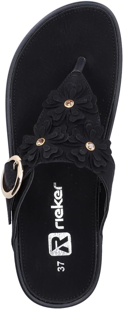Rieker Women's V1466 Toe Separator Sandals, black, 36 EU