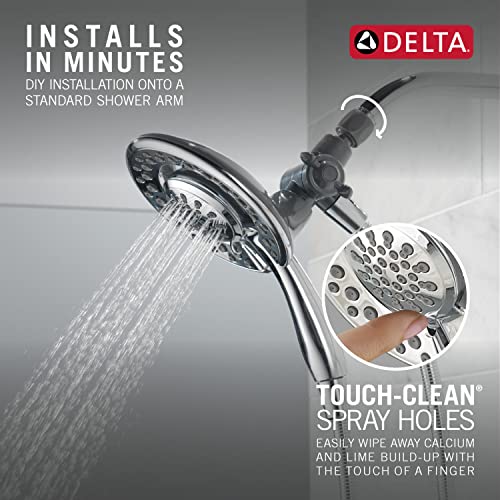 Delta-Faucet 4-Spray In2Ition 2-In-1 Dual Shower Head With Handheld, Touch-Clean Chrome Shower Head With Hose, Detachable Shower Head, Hand Held Shower Head, Chrome 75486C #TOP5