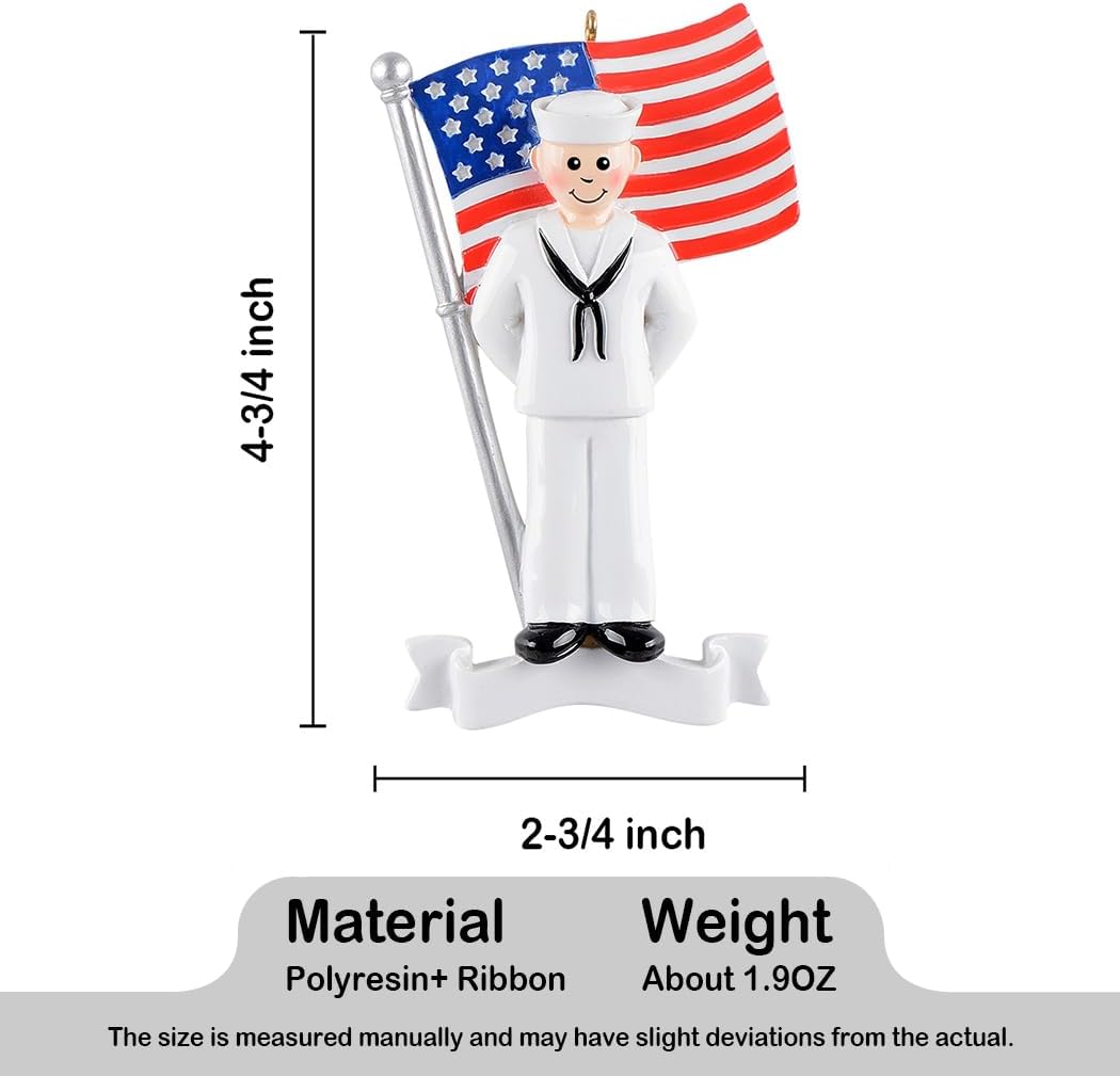 Personalized Navy Ornament - U. S.Soldier Ornament - Unique Patriotic Ornaments - Navy with American Flag - Gifts for Men – Military Keepsakes,- Gift for Vetera Christmas Tree Decoration - Image 6