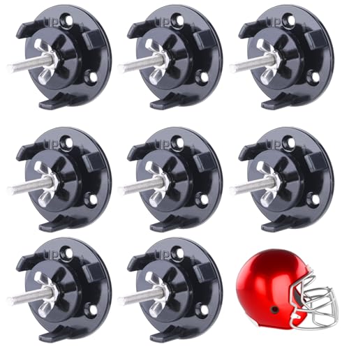 8 Pack Football Helmet Wall Mount Display Holder Hanger for Full or Mini Helmet Floating Football Helmet Case Shelf Stand Black