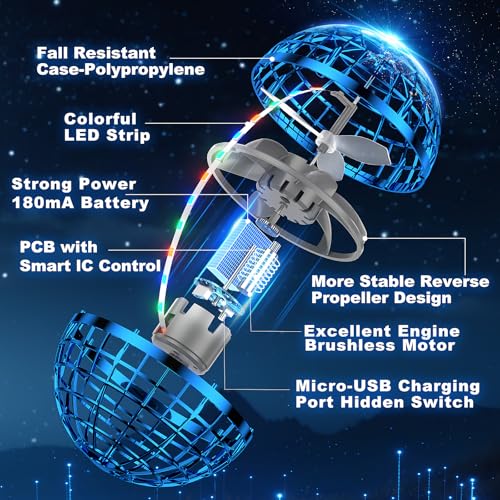 2024 AI Flying Orb Ball Toy, Cosmic Globe Boomerang Hover Ball Galactic Fidget Spinner, Cool Stuff Toys for 6 7 8 9 10 11 12+ Year Old Boys Girls Teens Indoor Outdoor Toys(Blue)